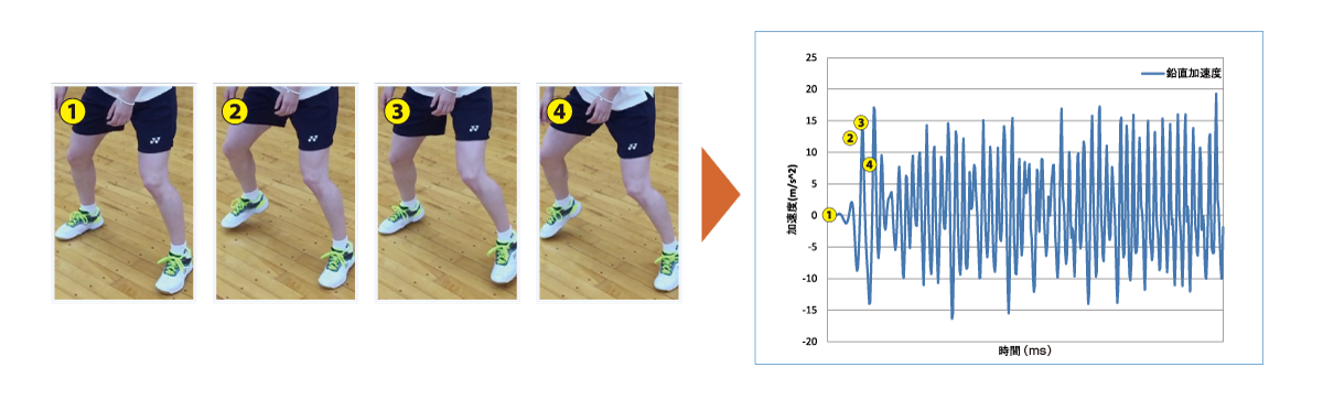 ステッピングテストの加速度分析